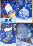 christmas snow snowy postcard postcards post card cards uk cute kawaii festive stationery set bundle blue midnight sky stars teddy bear snowglobe snow globe polar angel snowman present stocking pretty deep bird woodland tree