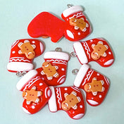 red and white gingerbread man men resin charm charms pendant uk cute kawaii brown cookie festive craft supplies shop store fun 28mm large big chunky glossy