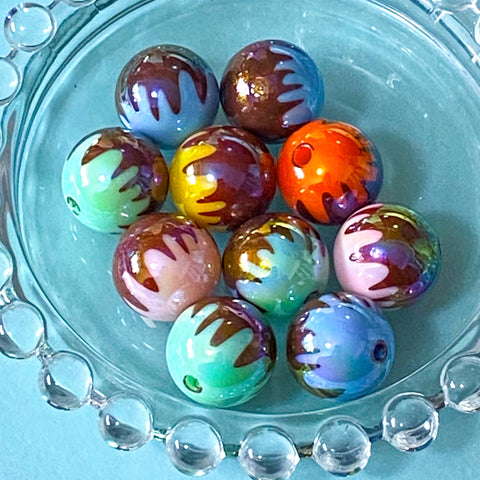 cupcake cake cakes donut iridescent iced icing bead beads lustre shiny pearl pearly ab 15mm round candy uk cute kawaii craft supplies shop store crafts jewellery making beaded pen pens