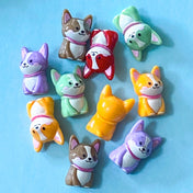 cute kawaii puppy dog dogs puppies corgi corgis uk cute kawaii acrylic bead beads shop store craft crafts supplies beaded pen pens bright colourful 23mm large jumbo chunky mint green yellow red lilac brown