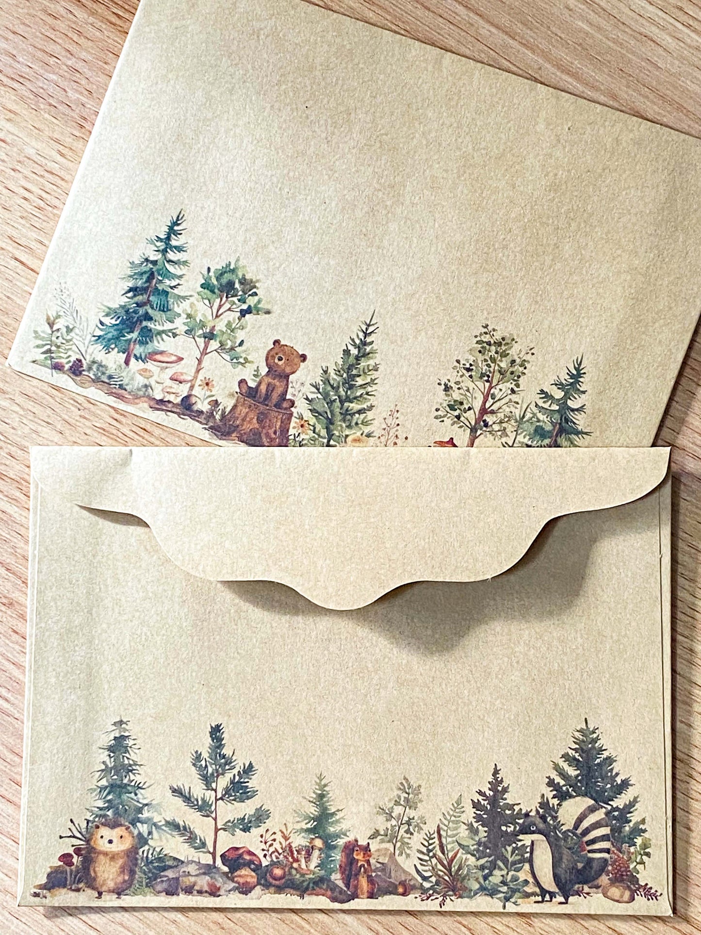 festive christmas woodland animal animals cute kawaii postcard postcards card cards fox foxes rabbit rabbits tree trees bear bears polar deer reindeer mice mouse snow snowman snowmen individual stationery shop store planner addict stickers envelope envelopes kraft