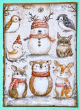festive christmas woodland animal animals cute kawaii postcard postcards card cards fox foxes rabbit rabbits tree trees bear bears polar deer reindeer mice mouse snow snowman snowmen individual stationery shop store planner addict stickers envelope envelopes kraft