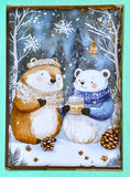 festive christmas woodland animal animals cute kawaii postcard postcards card cards fox foxes rabbit rabbits tree trees bear bears polar deer reindeer mice mouse snow snowman snowmen individual stationery shop store planner addict stickers envelope envelopes kraft