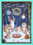 festive christmas woodland animal animals cute kawaii postcard postcards card cards fox foxes rabbit rabbits tree trees bear bears polar deer reindeer mice mouse snow snowman snowmen individual stationery shop store planner addict stickers envelope envelopes kraft