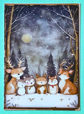 festive christmas woodland animal animals cute kawaii postcard postcards card cards fox foxes rabbit rabbits tree trees bear bears polar deer reindeer mice mouse snow snowman snowmen individual stationery shop store planner addict stickers envelope envelopes kraft