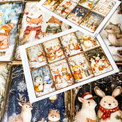 festive christmas woodland animal animals cute kawaii postcard postcards card cards fox foxes rabbit rabbits tree trees bear bears polar deer reindeer mice mouse snow snowman snowmen individual stationery shop store planner addict stickers envelope envelopes kraft
