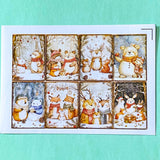 festive christmas woodland animal animals cute kawaii postcard postcards card cards fox foxes rabbit rabbits tree trees bear bears polar deer reindeer mice mouse snow snowman snowmen individual stationery shop store planner addict stickers envelope envelopes kraft
