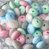 soft pale light colours marble marbled pearl pearly pearlescent bead beads spacer spacers abacus disc 12mm silicone  pink white blue mint green grey uk cute kawaii craft supplies shop store