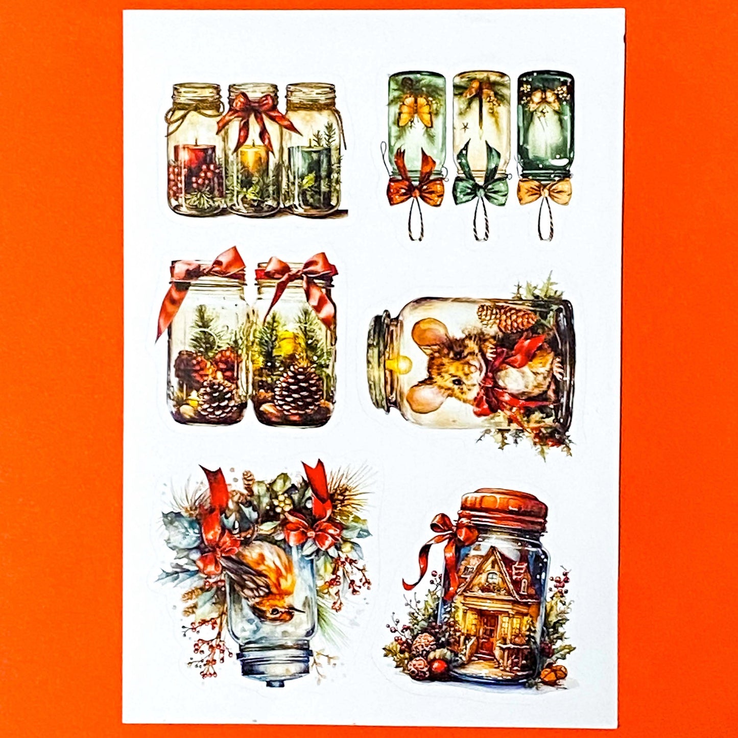 woodland animal animals sticker stickers sheet sheets uk cute kawaii polar bear bears fox foxes hedgehog hedgehogs mouse mice cottage red and green foliage ribbon forest creatures butterfly stationery shop store magic bottle jar jars