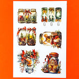 woodland animal animals sticker stickers sheet sheets uk cute kawaii polar bear bears fox foxes hedgehog hedgehogs mouse mice cottage red and green foliage ribbon forest creatures butterfly stationery shop store magic bottle jar jars