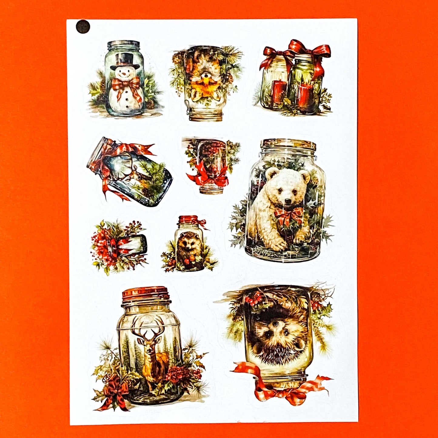 woodland animal animals sticker stickers sheet sheets uk cute kawaii polar bear bears fox foxes hedgehog hedgehogs mouse mice cottage red and green foliage ribbon forest creatures butterfly stationery shop store