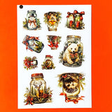 woodland animal animals sticker stickers sheet sheets uk cute kawaii polar bear bears fox foxes hedgehog hedgehogs mouse mice cottage red and green foliage ribbon forest creatures butterfly stationery shop store