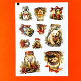 woodland animal animals sticker stickers sheet sheets uk cute kawaii polar bear bears fox foxes hedgehog hedgehogs mouse mice cottage red and green foliage ribbon forest creatures butterfly stationery shop store