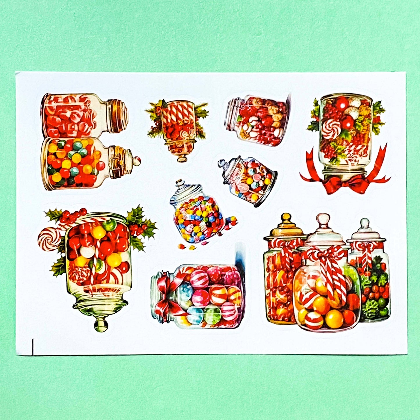 magic magical christmas candy sweet treat treats food sticker stickers jars bottle bottles boxes box glossy large jumbo stationery festive red pink blue green bright colours uk cute kawaii gift gifts