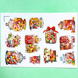 magic magical christmas candy sweet treat treats food sticker stickers jars bottle bottles boxes box glossy large jumbo stationery festive red pink blue green bright colours uk cute kawaii gift gifts