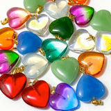 heart hearts glass and precious stone stones gem gemstone chalcedony agate opalite aura quartz uk cute kawaii craft supplies gold metal hook rounded 3d 