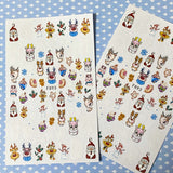 christmas festive nail art temporary tattoo tattoos sticker stickers sheet cute kawaii gift gifts danta deer reindeer snowman holly snowmen cookies cookie hot cocoa colourful white fun