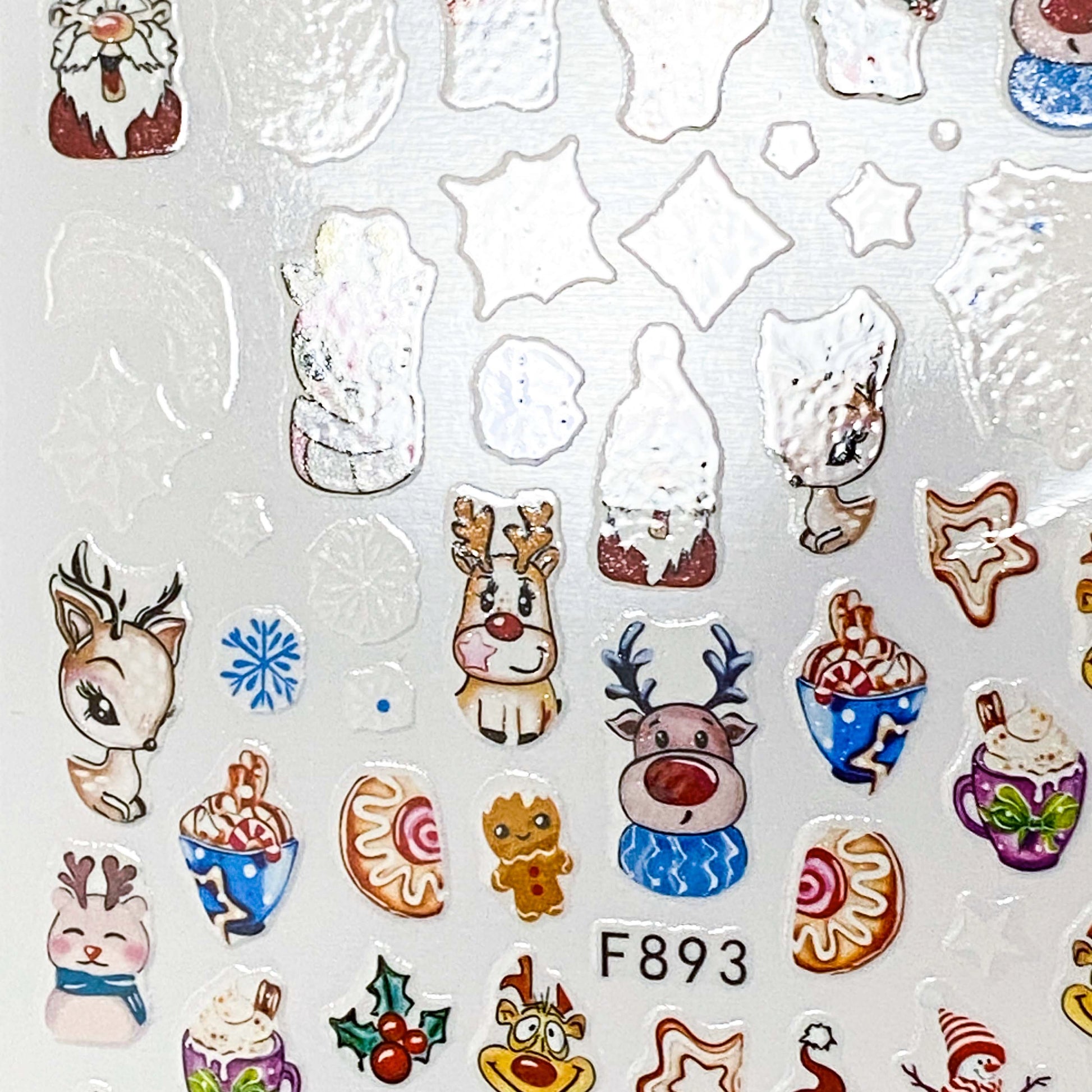 christmas festive nail art temporary tattoo tattoos sticker stickers sheet cute kawaii gift gifts danta deer reindeer snowman holly snowmen cookies cookie hot cocoa colourful white fun