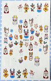 christmas festive nail art temporary tattoo tattoos sticker stickers sheet cute kawaii gift gifts danta deer reindeer snowman holly snowmen cookies cookie hot cocoa colourful white fun