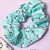 panda pandas gift gifts hair scrunchie scrunchies accessory accessories pastel colour soft fabric cotton print printed pattern pink mint blue lilac cream peach uk cute kawaii stocking filler fillers present