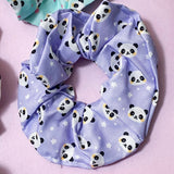 panda pandas gift gifts hair scrunchie scrunchies accessory accessories pastel colour soft fabric cotton print printed pattern pink mint blue lilac cream peach uk cute kawaii stocking filler fillers present