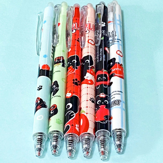 red apple cat cats black kitty kitten pen pens fineline gel ink black finelines cute kawaii stationery shop store gift gifts uk planner addict addicts bargain red black blue mint green white pink