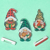 gnome gnomes festive christmas pin pins brooch brooches acrylic cute kawaii stocking filler fillers uk gift gifts shop store colourful bargain star candy cane present presents pie 