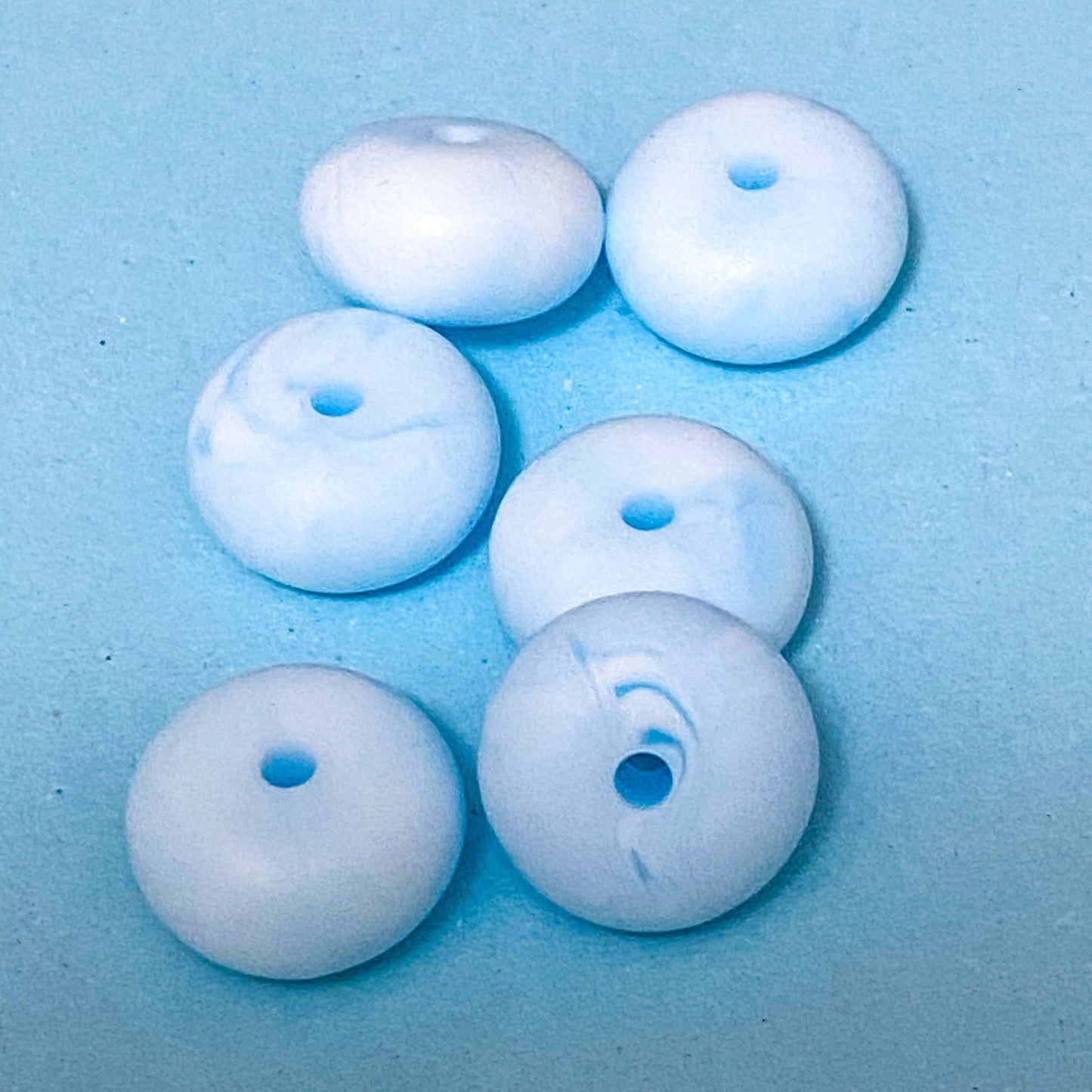 CHUNKY SILICONE BEAD BEANS SPACER DISC 15mm x 8mm MARBLE & PEARLY x 2