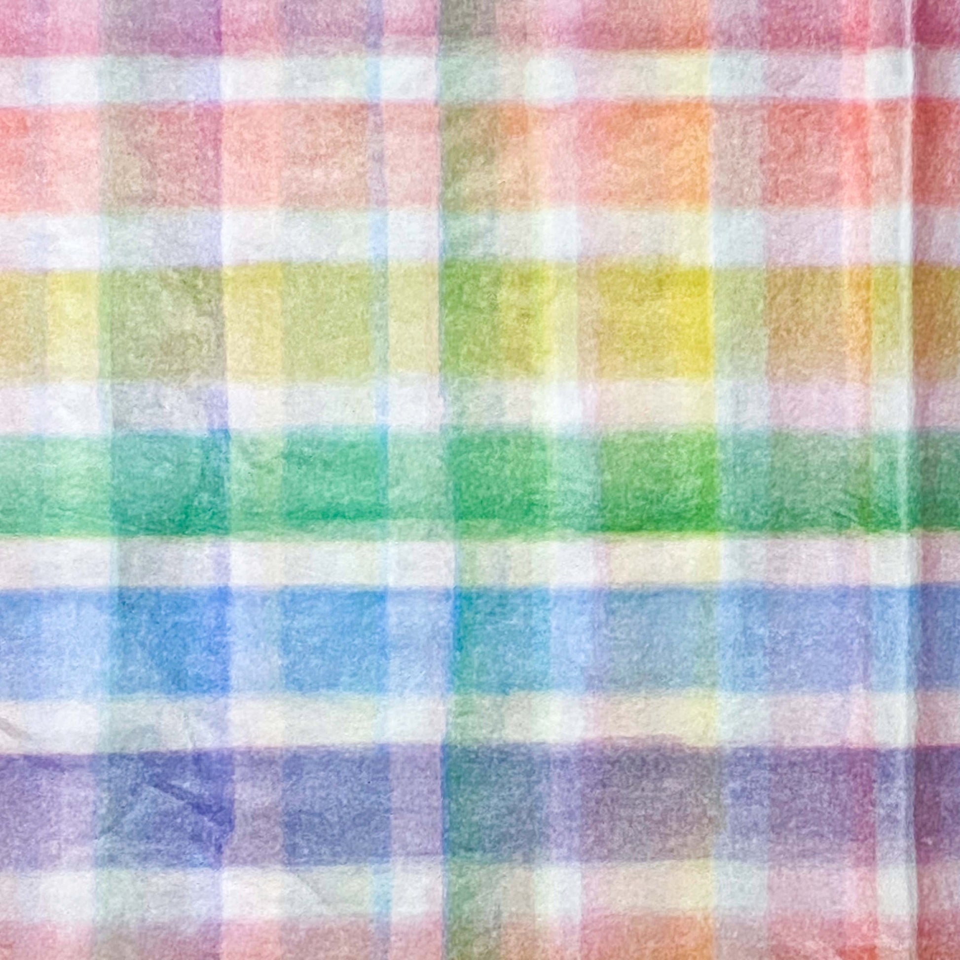 plaid checked check pastel rainbow patterned tissue paper on white