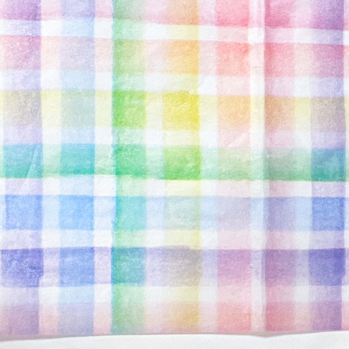 plaid checked check pastel rainbow patterned tissue paper on white 
