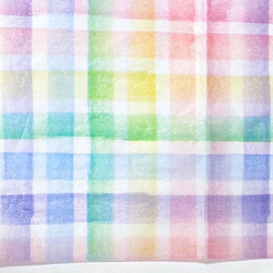 plaid checked check pastel rainbow patterned tissue paper on white 