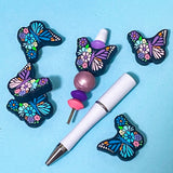 Big SILICONE Double-Sided FLORAL BUTTERFLY BEAD 30mm PURPLE or TEAL