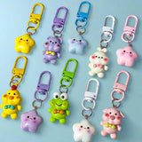 cute kawaii keyclip keyring keychain bag charm decorative charms animal animals star stars resin uk gift gifts shop store pink pig green frog bunny rabbit lilac bear yellow chick presents