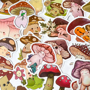 mushroom mushrooms sticker stickers laptop large big brown red cute kawaii set pack 10 uk stationery shop store gift gifts toadstool fungi
