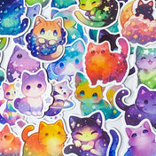rainbow colour coloured colours galaxy cat cats kitty laptop sticker stickers set uk cute kawaii colourful pretty gift gifts stationery addict planner supplies shop store