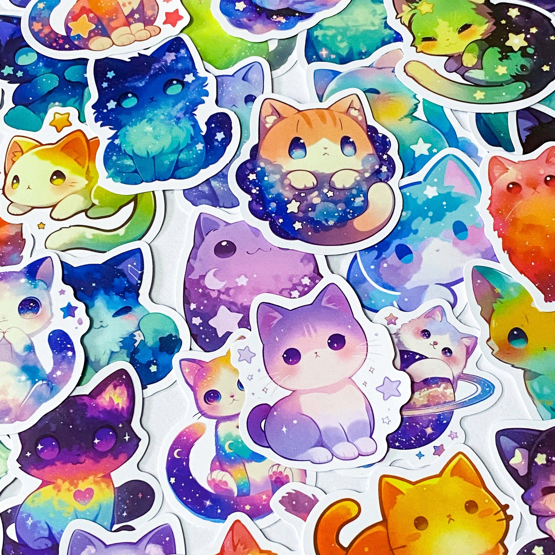 rainbow colour coloured colours galaxy cat cats kitty laptop sticker stickers set uk cute kawaii colourful pretty gift gifts stationery addict planner supplies shop store