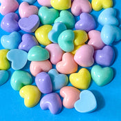 pastel glossy little small 12mm resin resins heart hearts fb fbs flat back backs flatback flatbacks uk cute kawaii craft supplies shop store pink blue mint green yellow peach