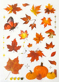 AUTUMN WOODLAND Clear Plastic Sticker Sheet/s 8 or Pack Leaf Leaves