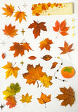 AUTUMN WOODLAND Clear Plastic Sticker Sheet/s 8 or Pack Leaf Leaves