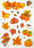 AUTUMN WOODLAND Clear Plastic Sticker Sheet/s 8 or Pack Leaf Leaves