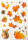 AUTUMN WOODLAND Clear Plastic Sticker Sheet/s 8 or Pack Leaf Leaves