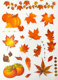 AUTUMN WOODLAND Clear Plastic Sticker Sheet/s 8 or Pack Leaf Leaves