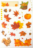 AUTUMN WOODLAND Clear Plastic Sticker Sheet/s 8 or Pack Leaf Leaves