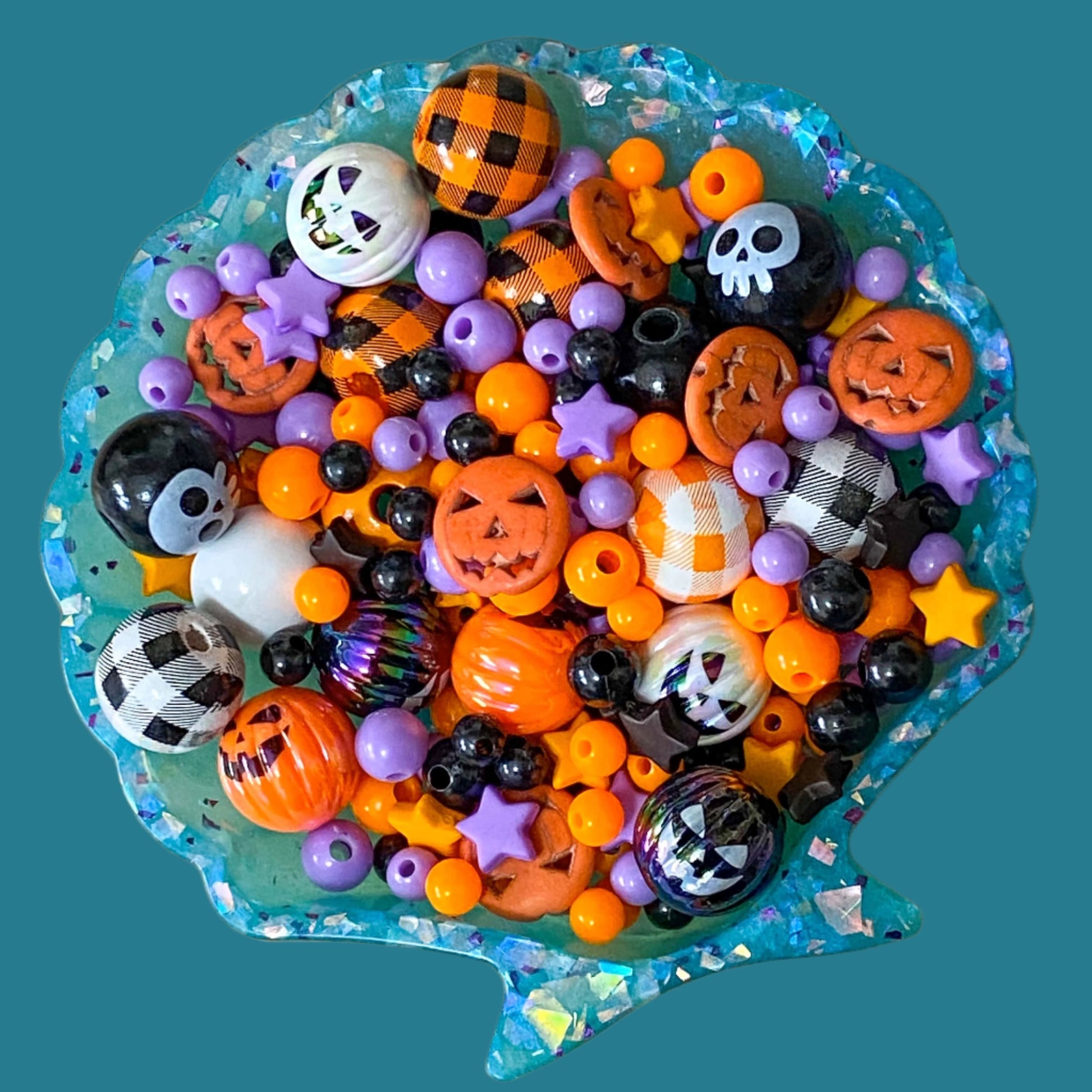 halloween spooky bead beads small large big 15mm 16mm wood wooden ceramic acrylic iridescent ab black white orange purple colours uk cute kawaii craft supplies shop store star stars little round skull skulls pumpkin pumpkins jack