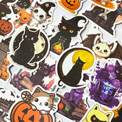 witch witches cat cats black occult halloween spooky magic magical pumpkin decorative laptop sticker stickers large big matte satin uk cute kawaii stationery supplies gift gifts set moon magical witchcraft