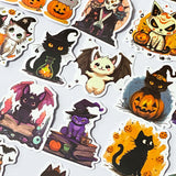 witch witches cat cats black occult halloween spooky magic magical pumpkin decorative laptop sticker stickers large big matte satin uk cute kawaii stationery supplies gift gifts set moon magical witchcraft