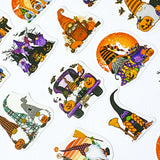 halloween gnome gnomes small sticker stickers shaped cute kawaii stationery packaging supplies uk glossy paper pumpkin pumpkins truck car hats ghost ghosts purple orange black white cat cats witch spooky fun set