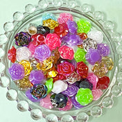 12mm small flower flowers rose roses flatback acrylic resin fbs fb flat back uk cute kawaii pretty craft supplies shop store pearl pearly metallic colourful set of 10 embellishments small