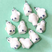 large penguin penguins furry fuzzy flocked charm charms pendant pendants white grey uk cute kawaii craft supplies shop store big jumbo soft texture pretty bird birds snowy winter christmas 30mm