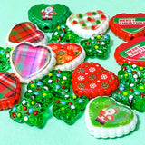 large jumbo big chunky glass and acrylic christmas bead beads 16mm 22mm heart hearts tree festive green craft supplies uk cute kawaii shop store bargain green and red white patterned for making beaded pen pens jewellery